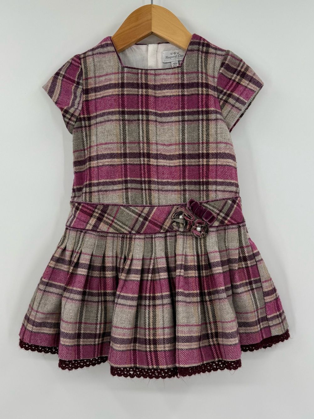 Mayoral Chic Plaid Wool Blend Drop Waist Dress | Multi | Girls 2